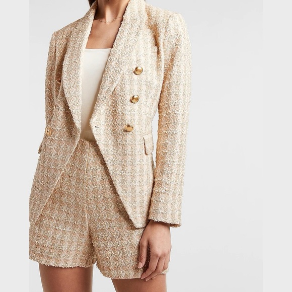 Metallic Tweed Double Breasted Novelty 